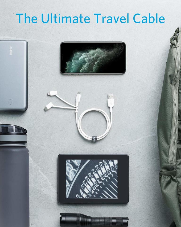 Anker travel cable with multiple connectors for ultimate versatility