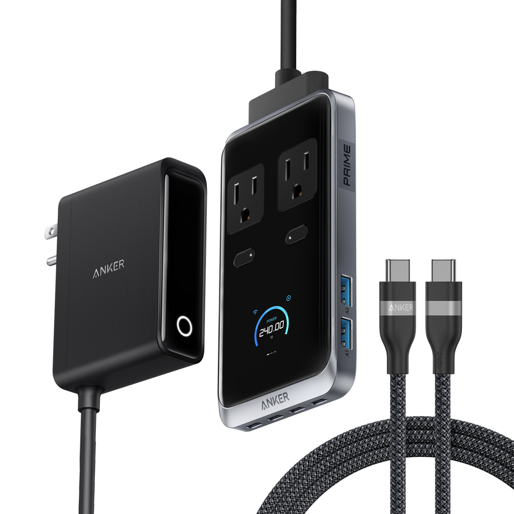 Prime Charging Station (8-in-1, 240W) and USB-C to USB-C Cable (6 ft, 240W)