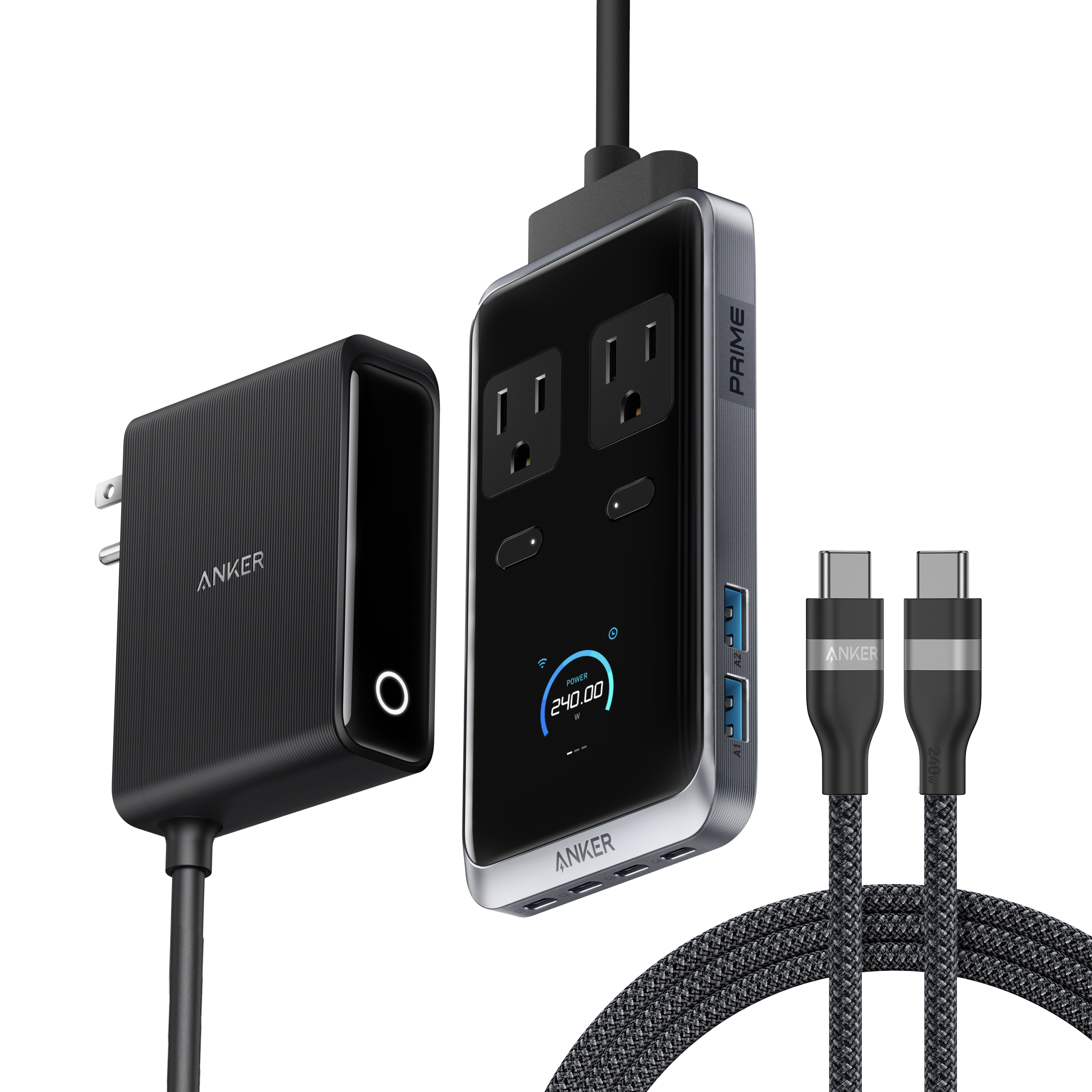 Prime Charging Station (8-in-1, 240W) and USB-C to USB-C Cable (6 ft, 240W)