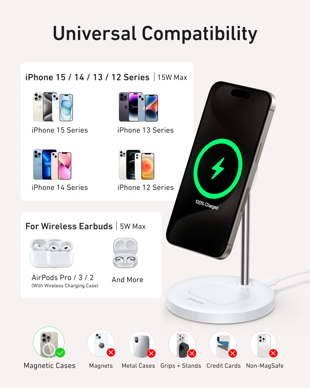 Anker wireless charger with magnetic case for dual devices