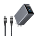 Prime Charger (100W, 3 Ports, GaN) and USB-C to USB-C Cable (3 ft / 6 ft, 240W, Upcycled-Braided)