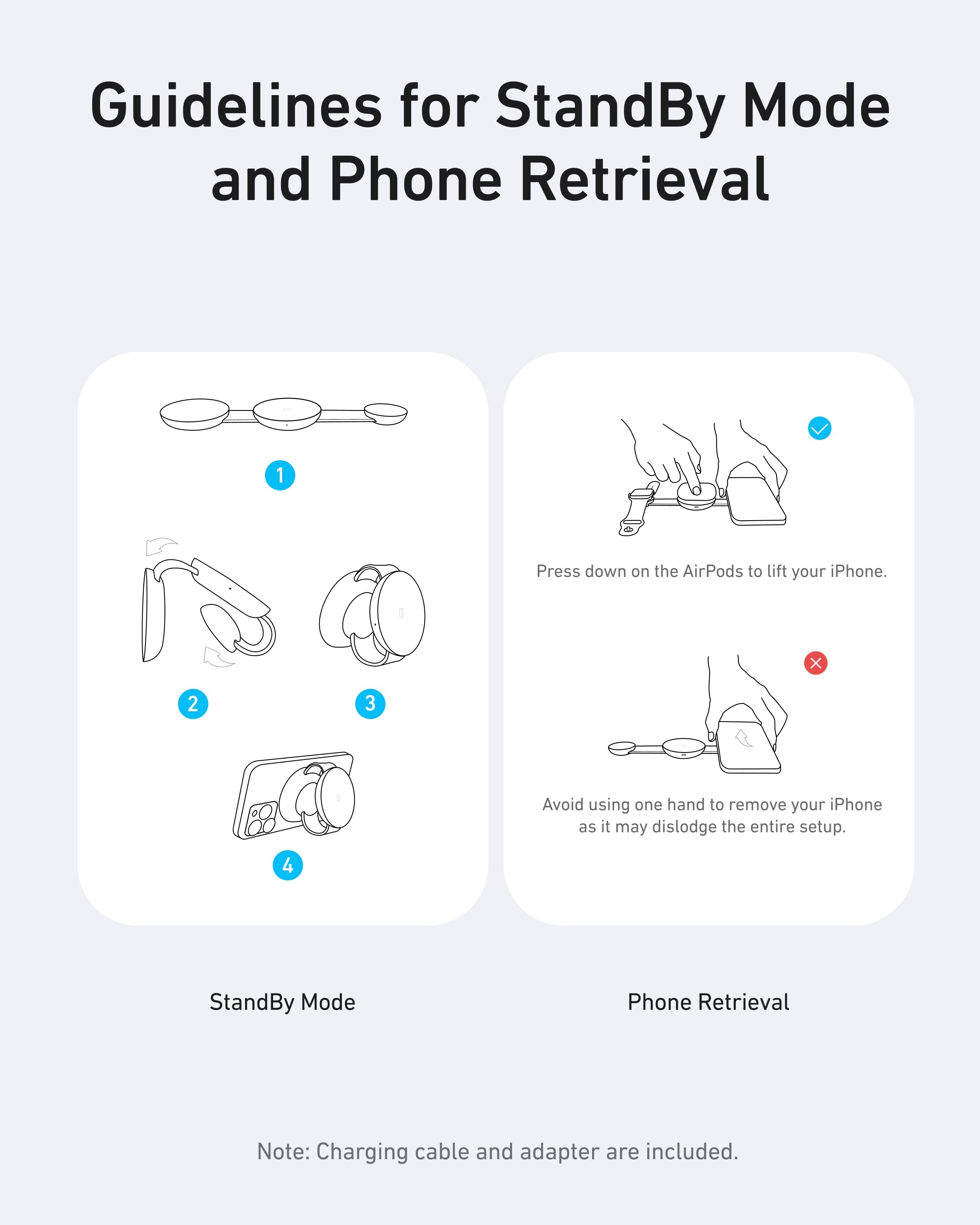 Anker charging guide for Standby Mode and phone retrieval with instructions