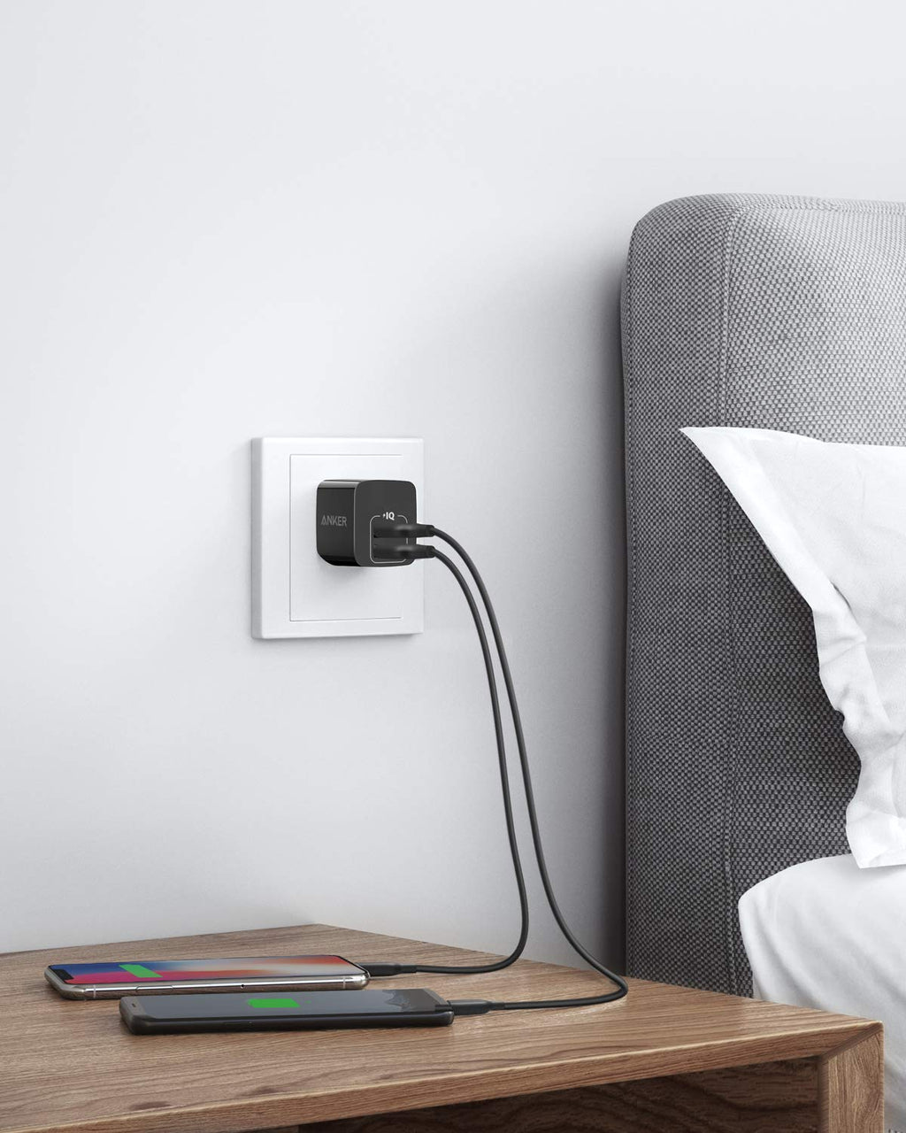 Anker charger with two phones charging for PowerPort mini