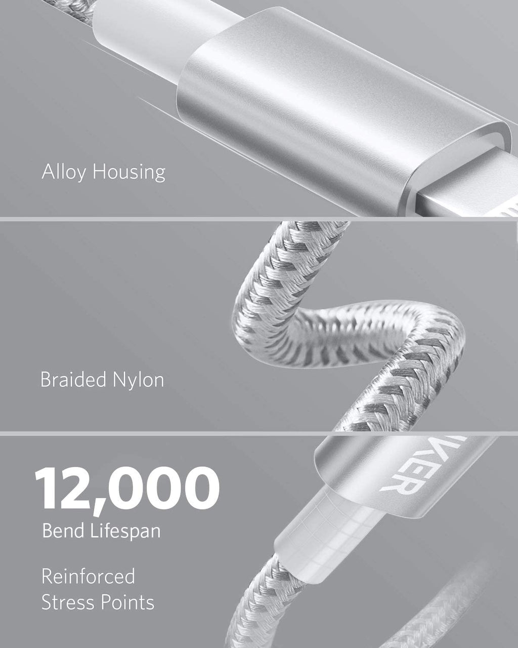 Anker cable braided nylon with reinforced stress points for 12000 bends
