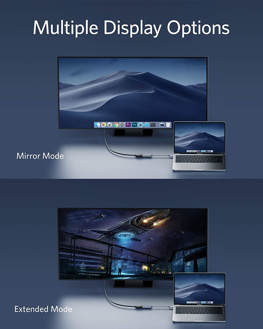 Anker adapter for mirror and extended display with Multiple Display Options