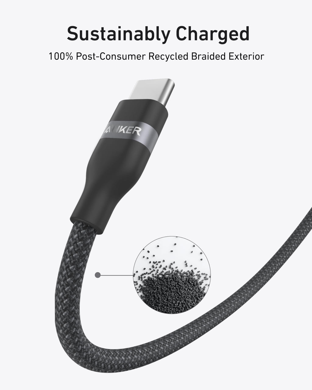 Anker Prime Charger (100W, 3 Ports, GaN) and Anker USB-C to USB-C Cable (3 ft / 6 ft, 240W, Upcycled-Braided)