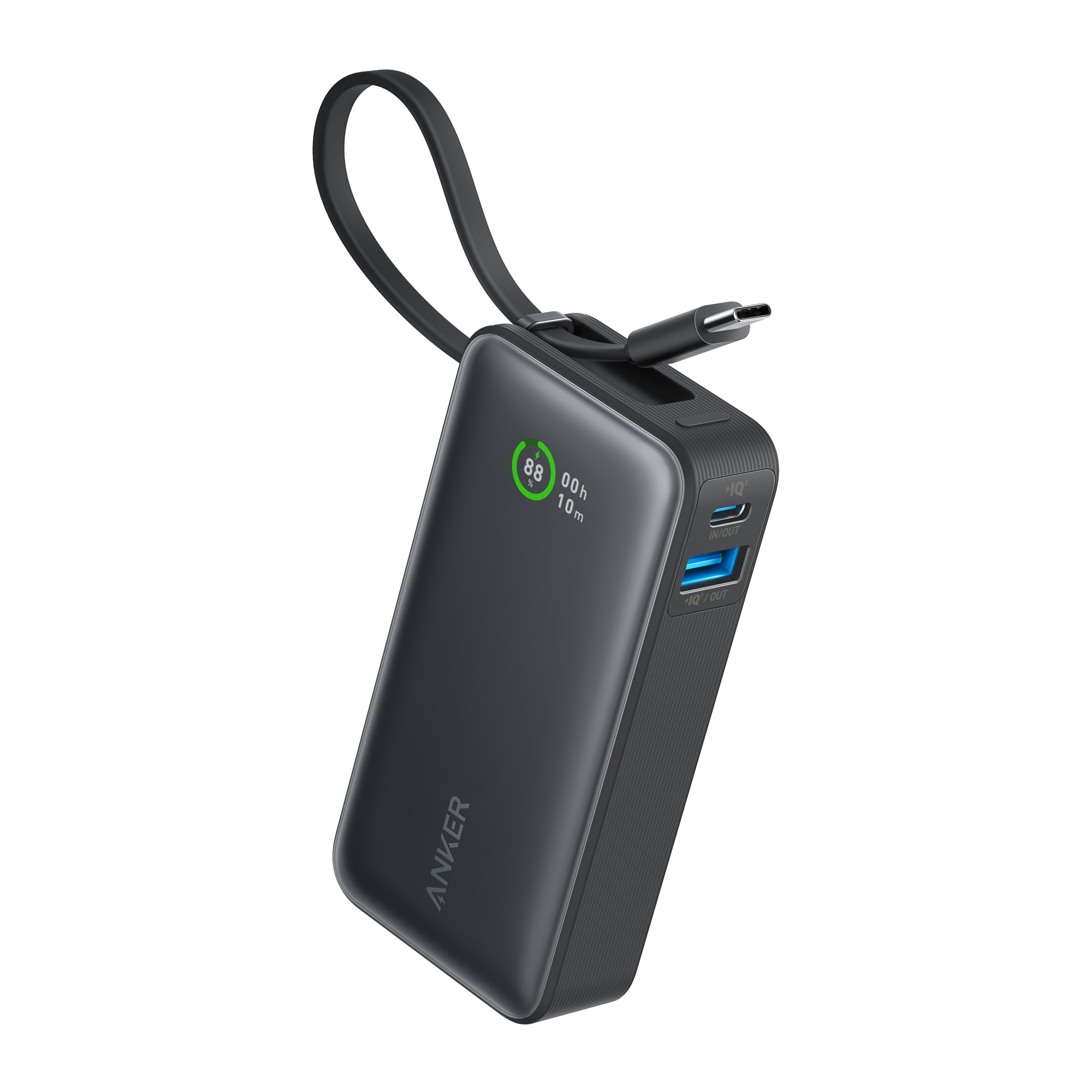 Nano Power Bank (30W, Built-In USB-C Cable)