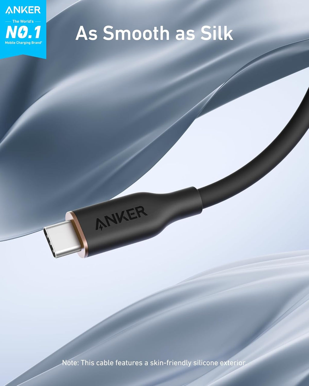 Anker cable with smooth silicone for skin-friendly charging