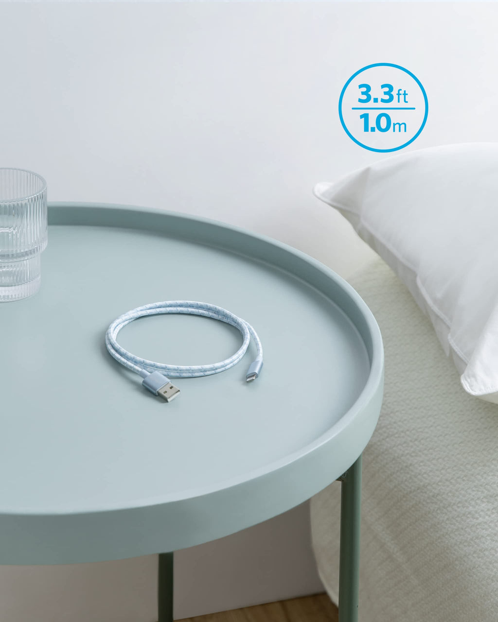 Anker cable for 3.3 ft length with bedside table