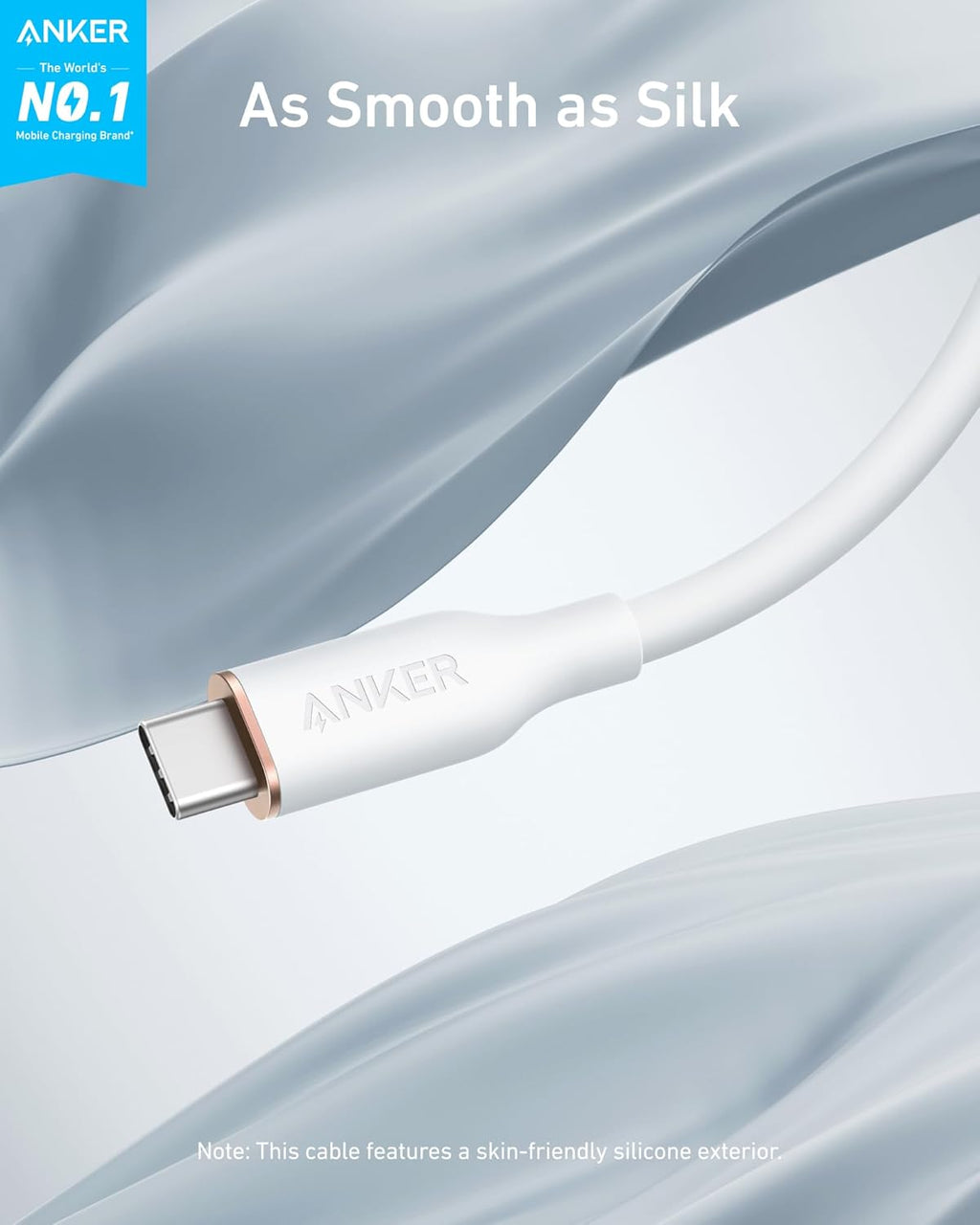 Anker cable with skin-friendly silicone for smooth charging