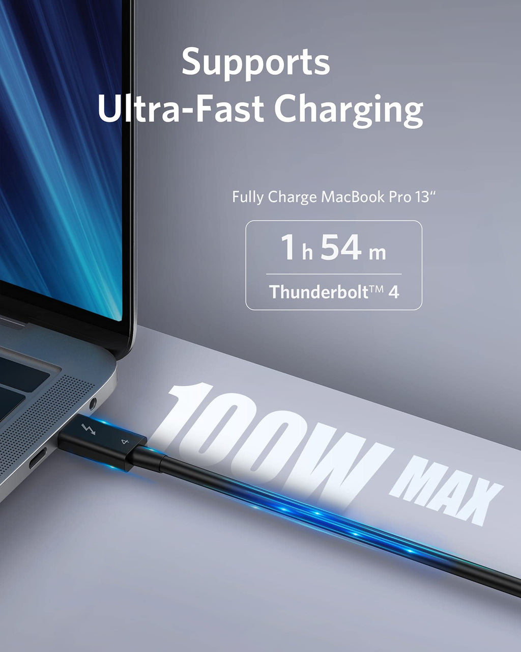 Refurbished Anker USB-C to USB-C Thunderbolt 4 100W Cable (2.3 ft)
