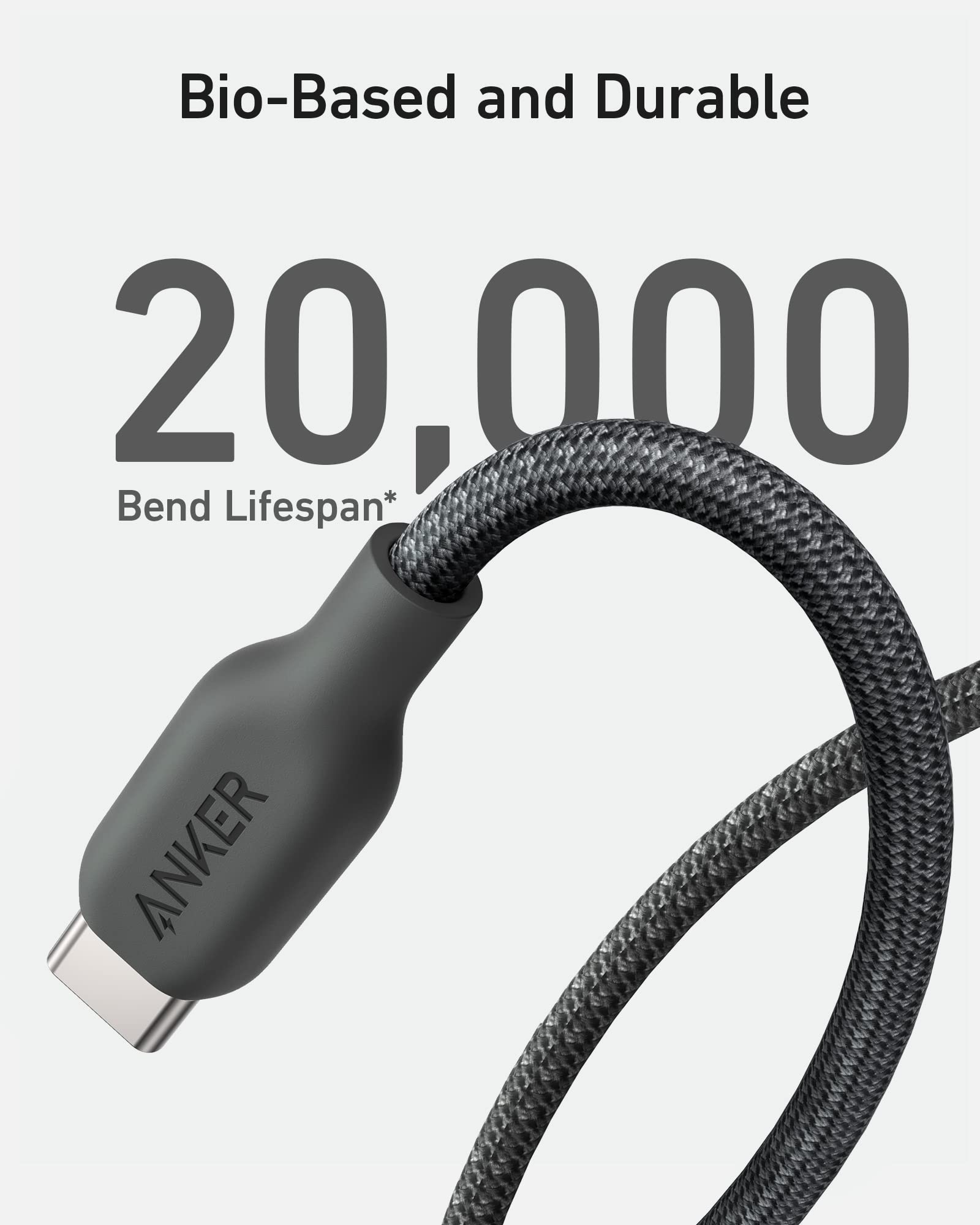 Anker cable with 20,000 bend lifespan for durable charging