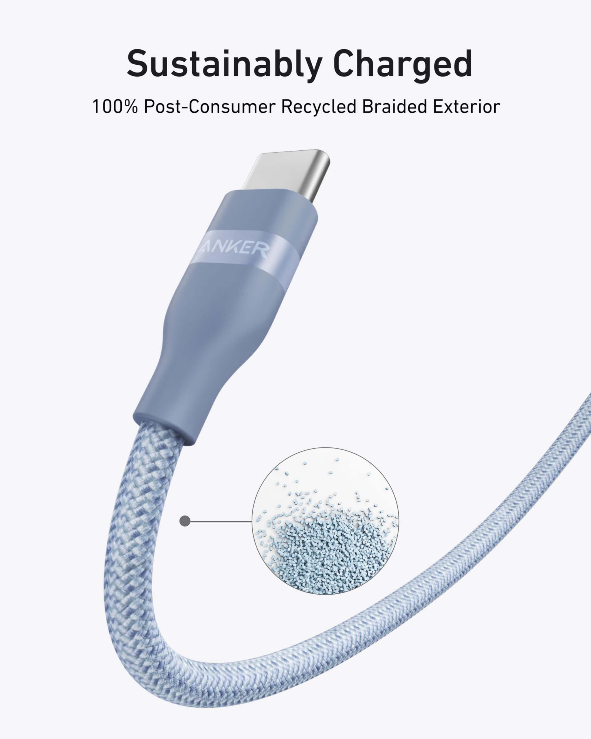Anker cable with recycled braided exterior for sustainability