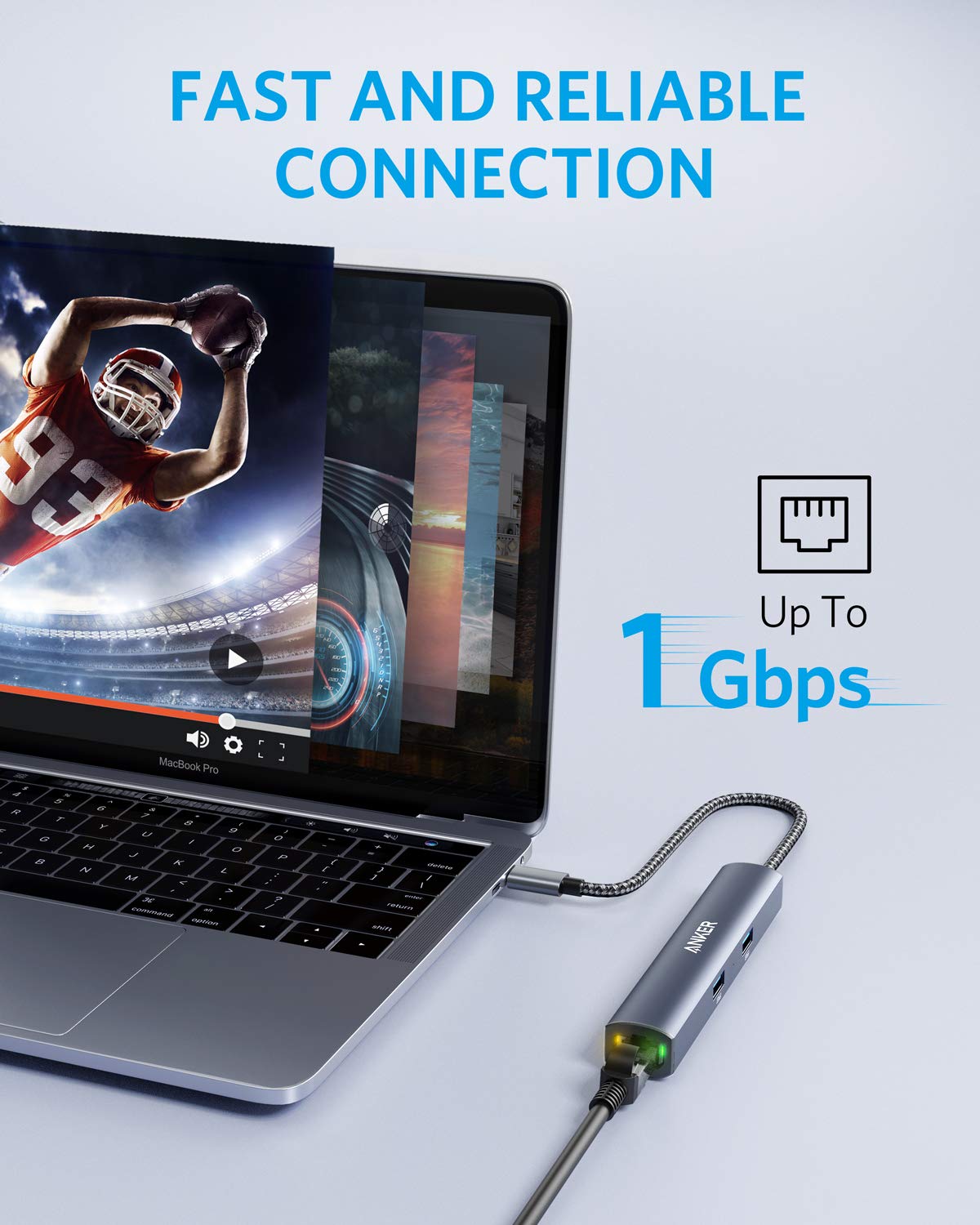 Anker hub for fast ethernet connection with 1Gbps speed