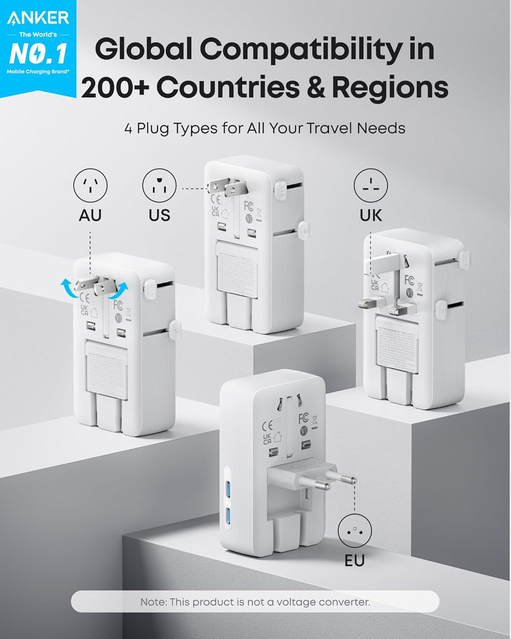Anker MagGo Wireless Charging Station (3-in-1, Foldable Pad) and Anker Nano Travel Adapter (5-in-1, 20W, 1-Pack)