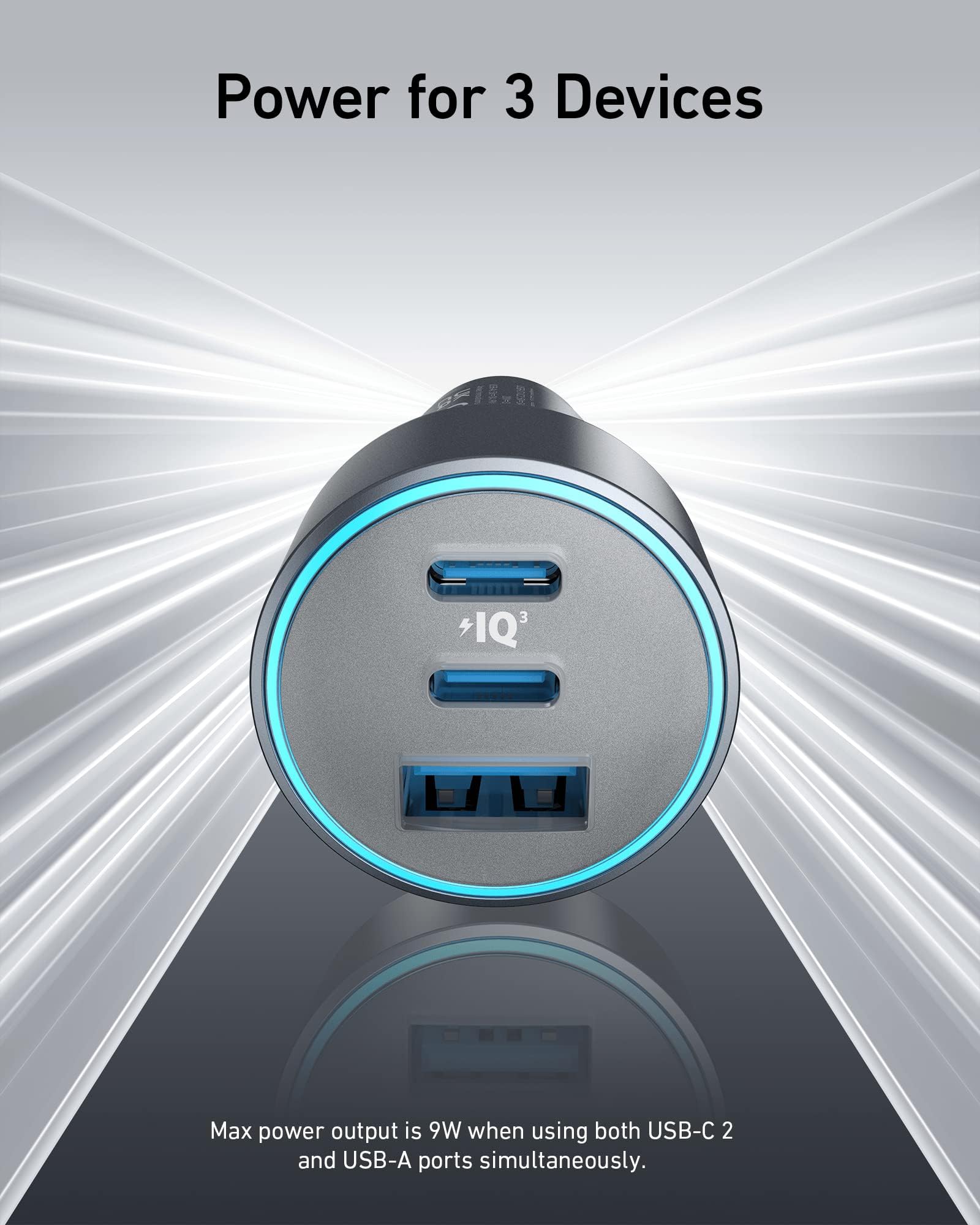 Anker power adapter with three USB ports for charging