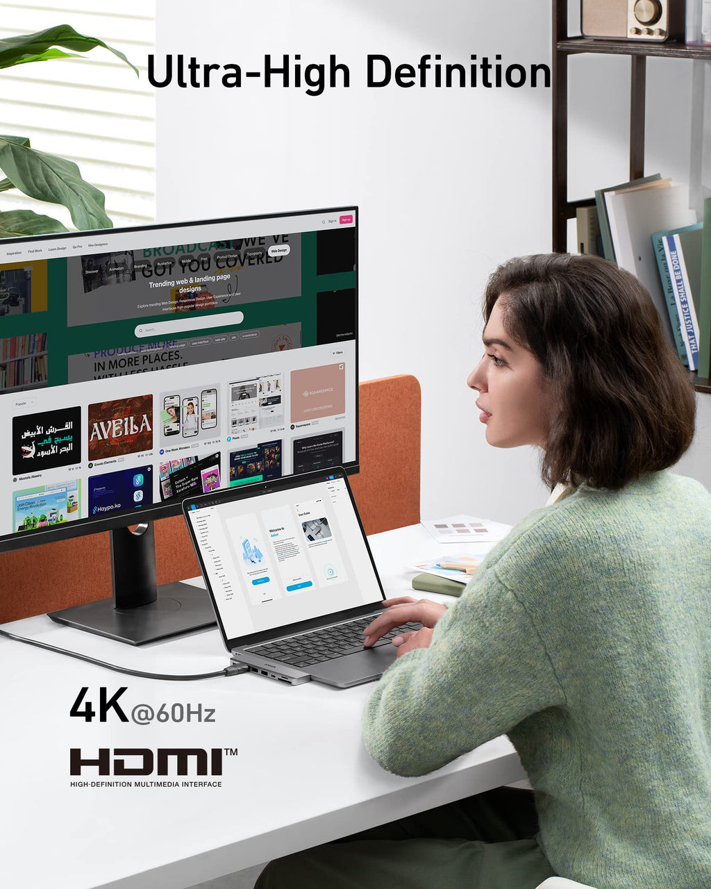Anker USB-C hub with 4K HDMI for work setup.
