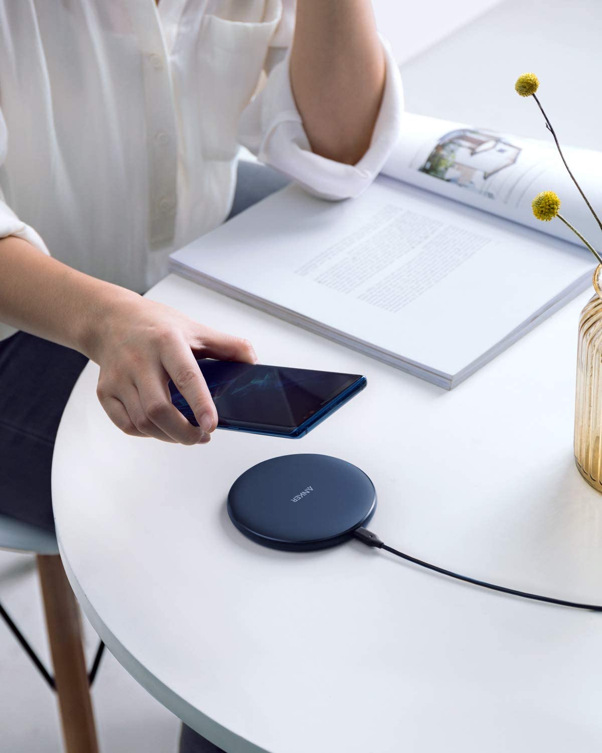 Anker wireless charger with modern design for powering smartphones