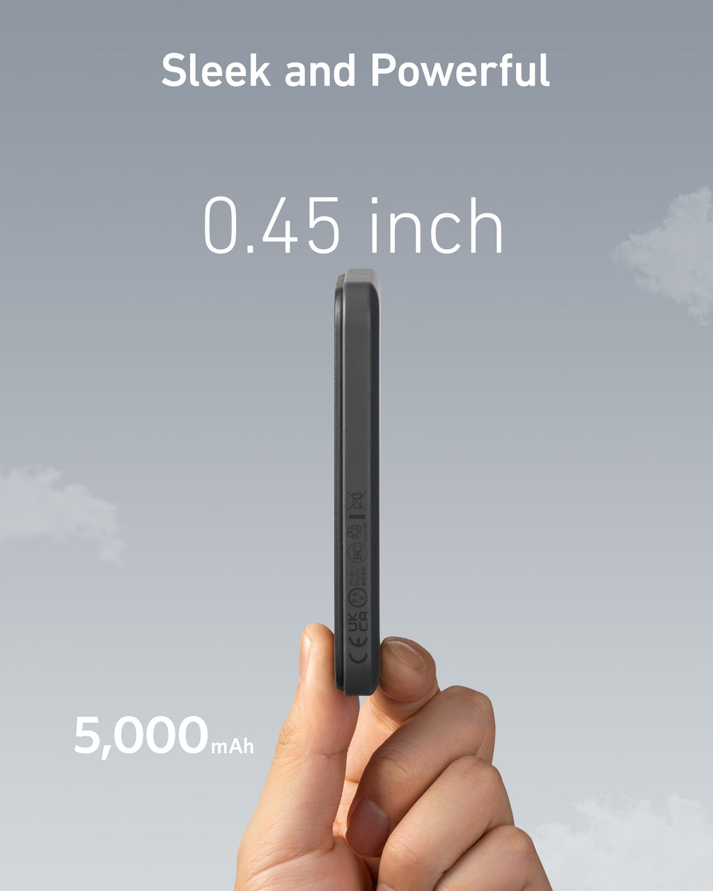 Anker slim power bank with 0.45 inch thickness for 5,000mAh