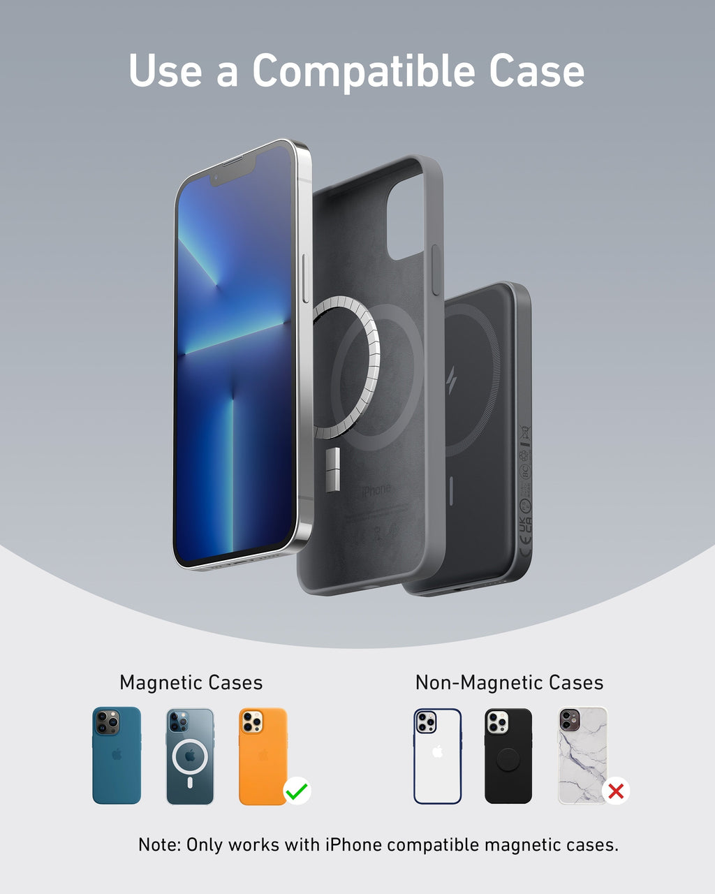Anker magnetic case with iPhone for wireless charging