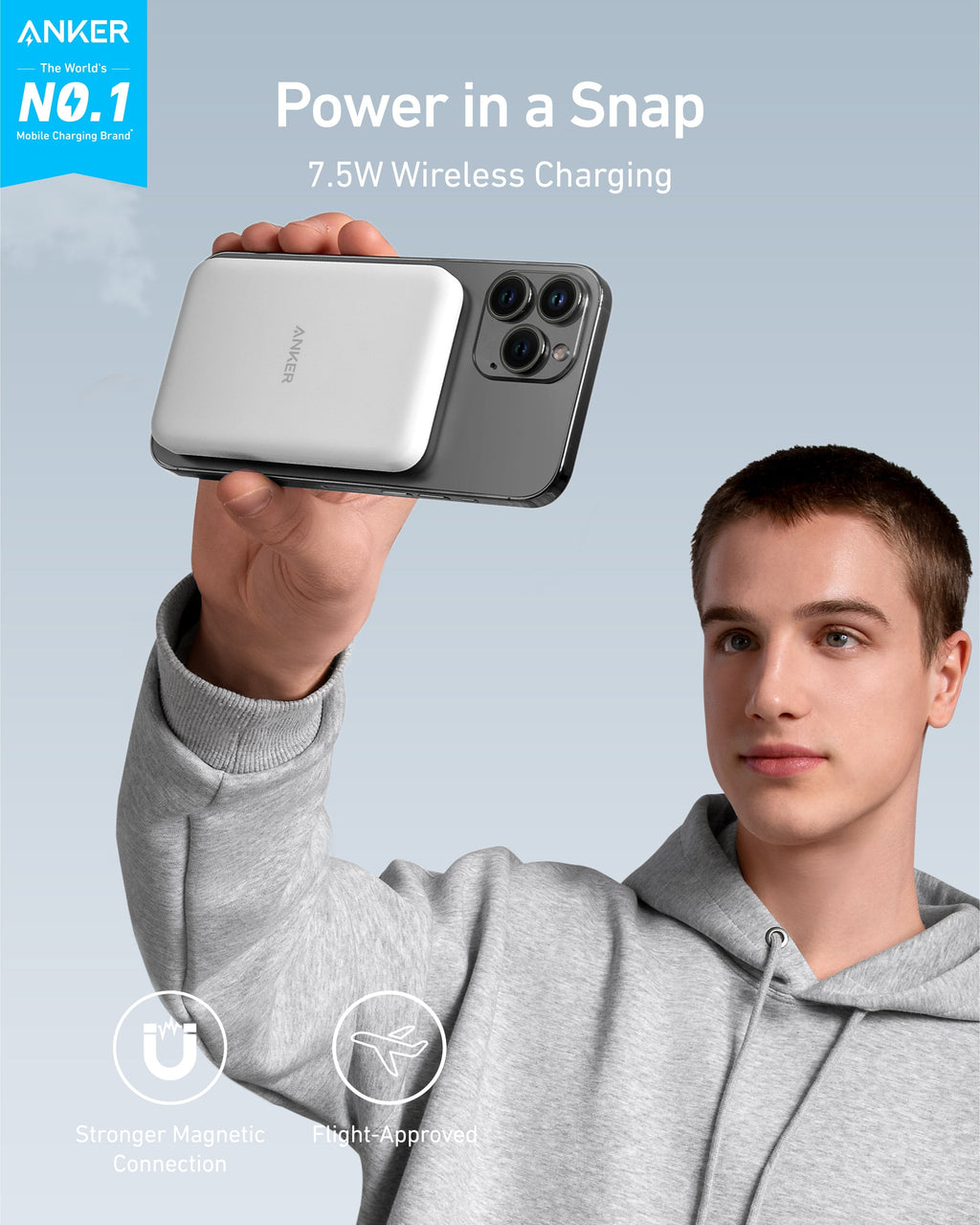 Anker wireless charger with iPhone for 7.5W charging