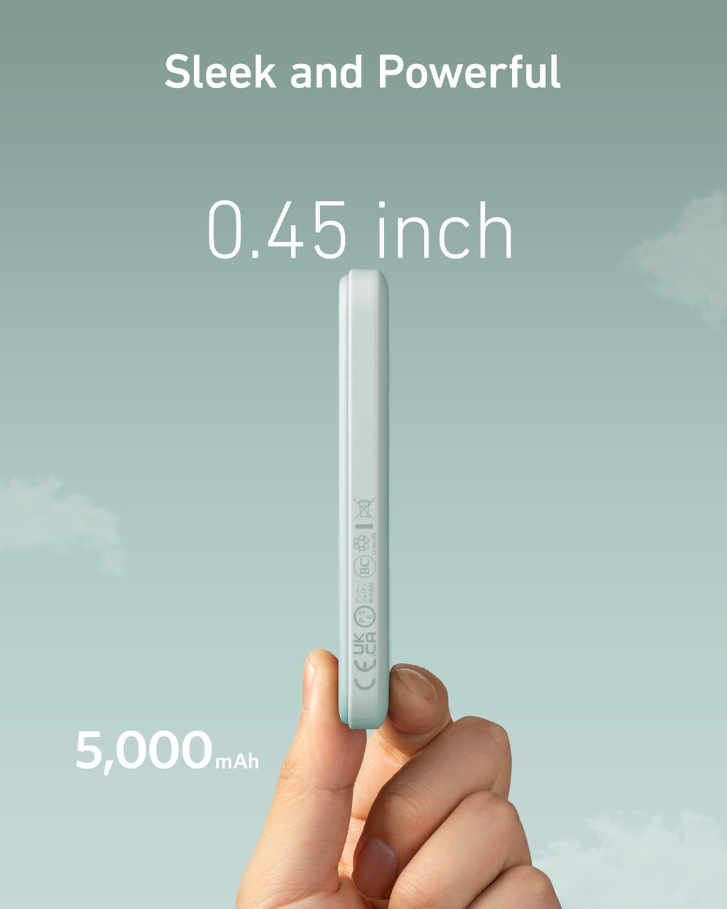 Anker portable battery with slim 0.45 inch design for 5,000mAh