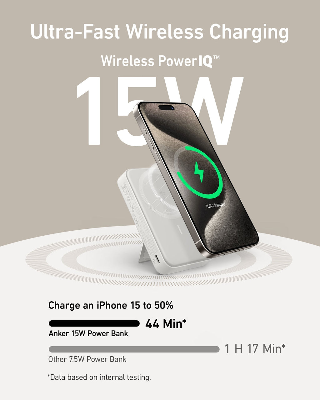 Anker wireless charger with iPhone 15W Wireless PowerIQ for ultra-fast charging