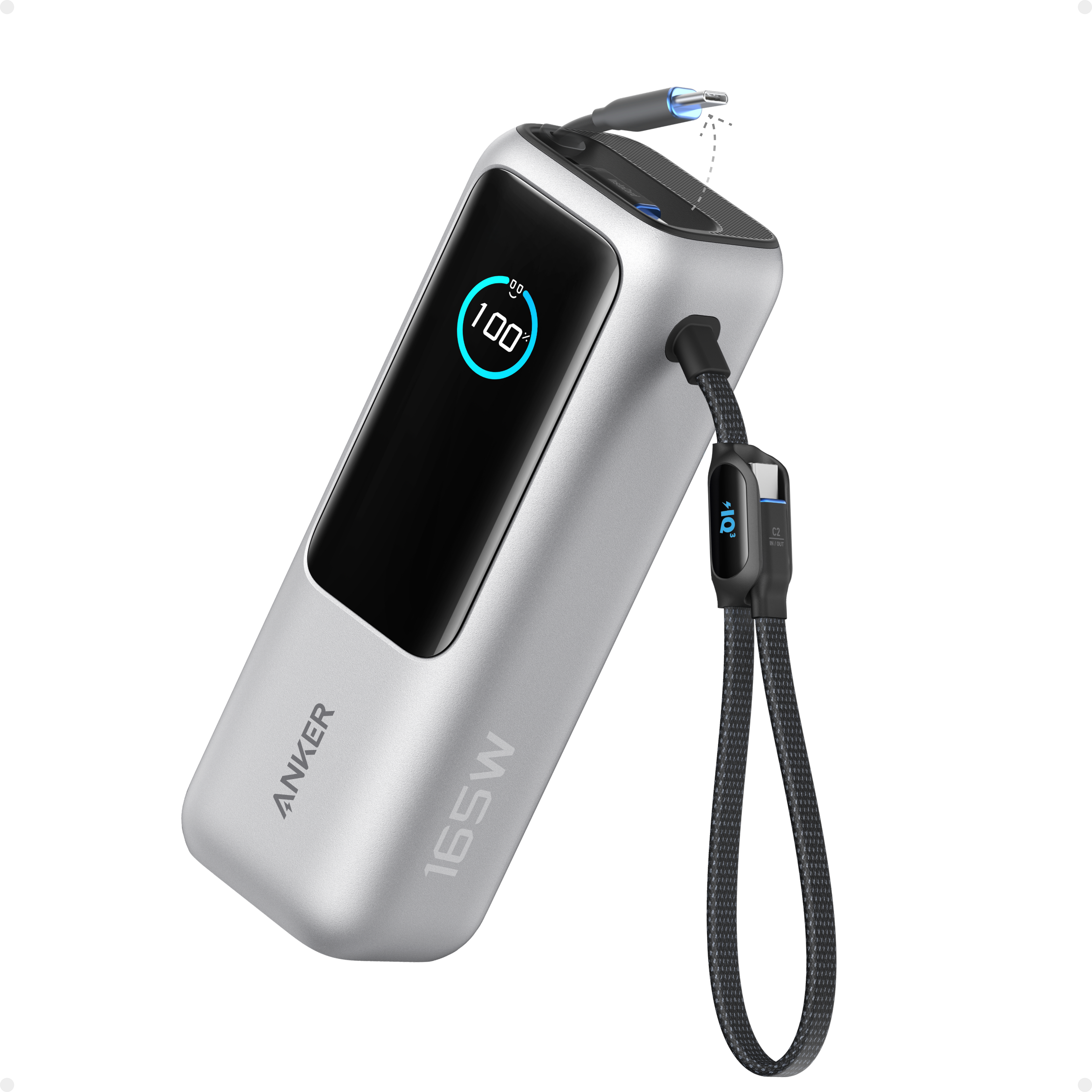 Laptop Power Bank (25K, 165W, Built-In and Retractable Cables)