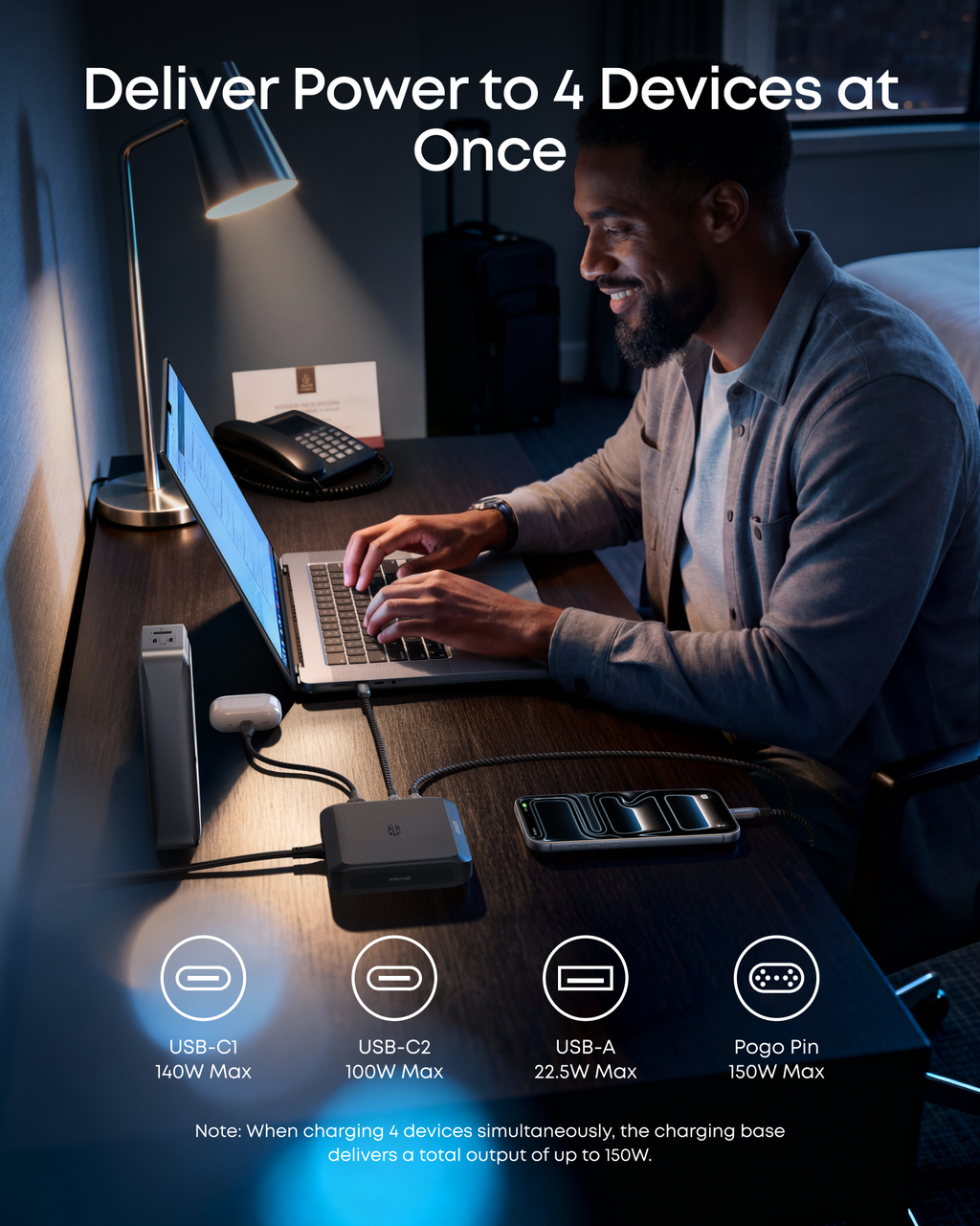 Anker charging base with four devices powered for work efficiency