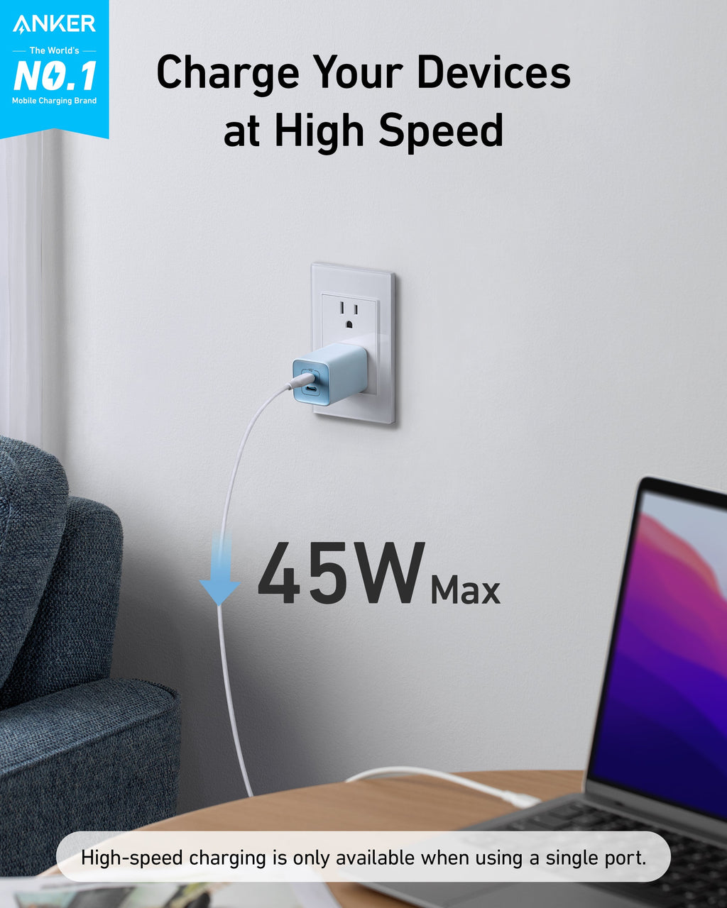 Anker with high-speed 45W charging for laptop