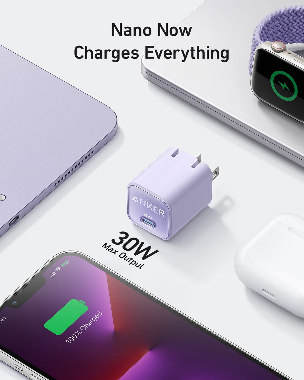 Anker charger with 30W output for fast charging