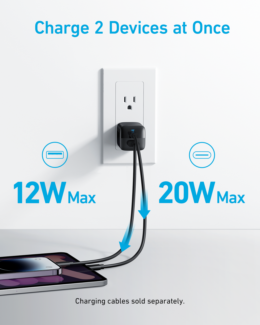 Anker charger for two devices with 12W and 20W output