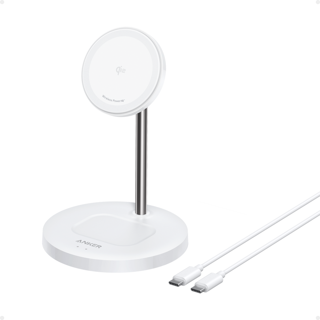 Anker with white wireless charger and USB-C cable for Keyword