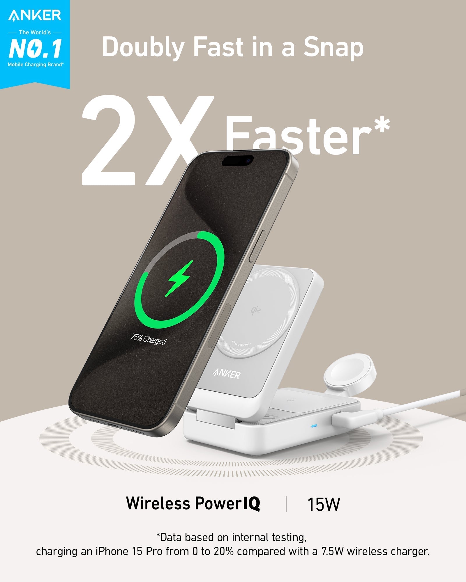 Anker MagGo Wireless Charging Station (Foldable 3-in-1) and Anker Nano Travel Adapter (5-in-1, 20W, 1-Pack)