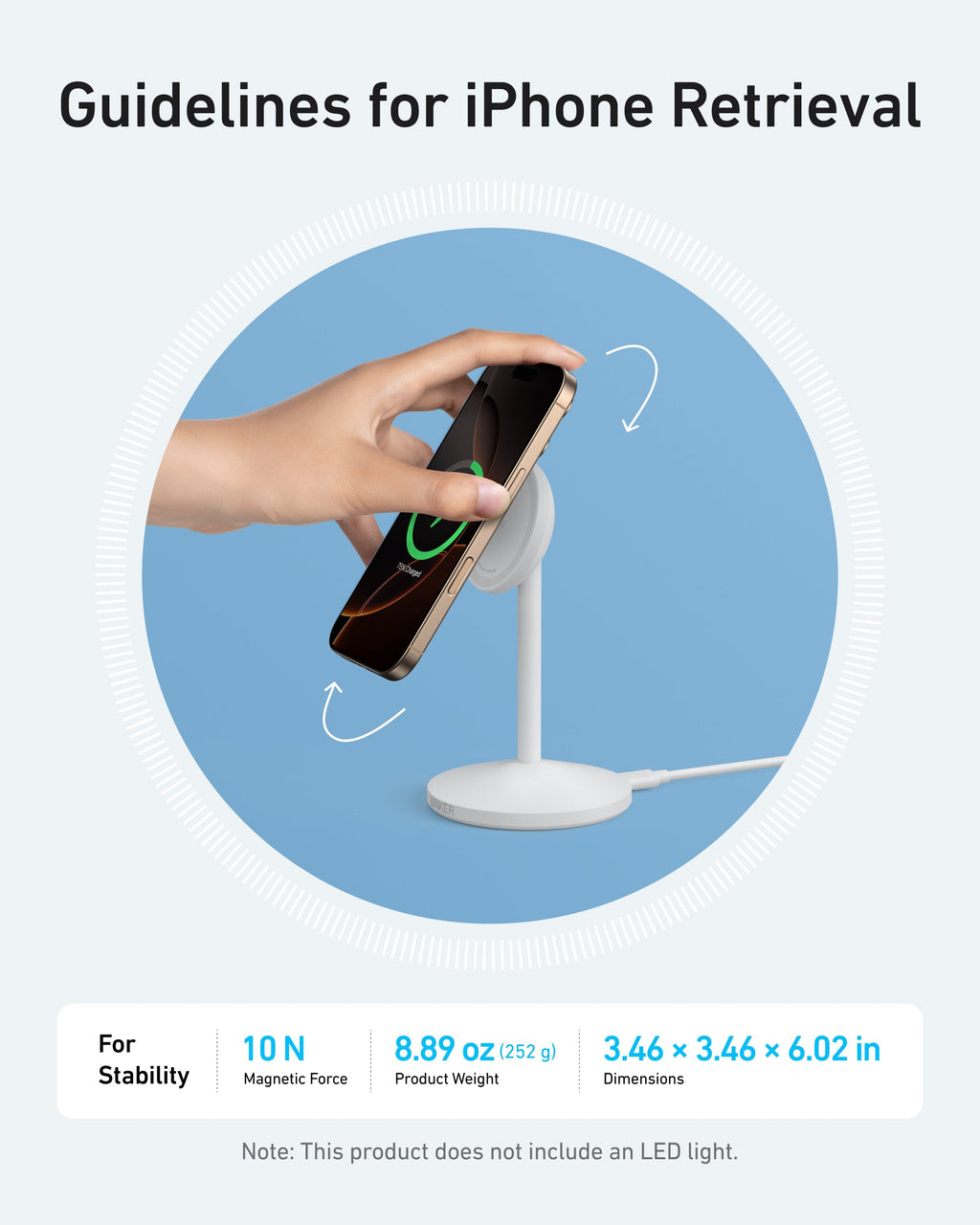 Anker phone stand with magnetic force for iPhone Retrieval