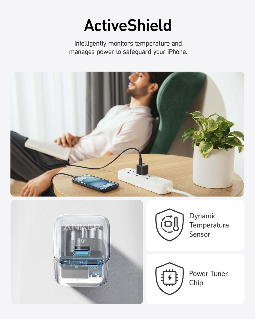 Anker charging device with ActiveShield for temperature safety