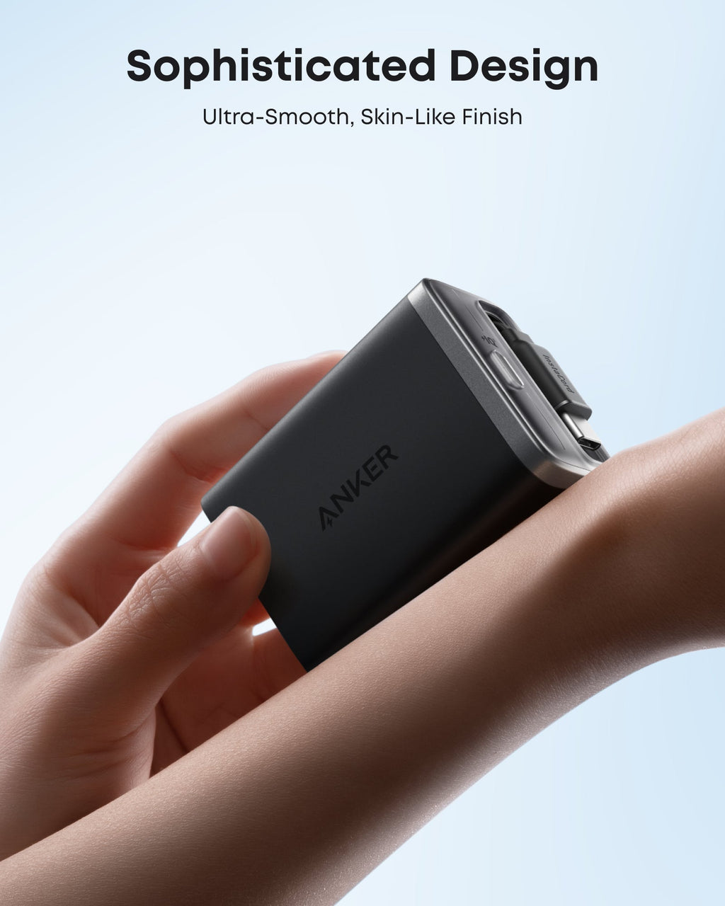 Anker charger with skin-like finish for sophisticated design