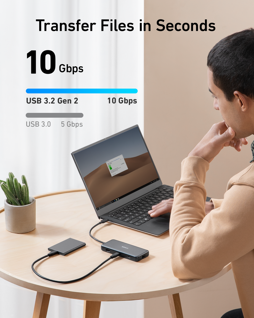 Anker with USB hub for 10Gbps file transfer