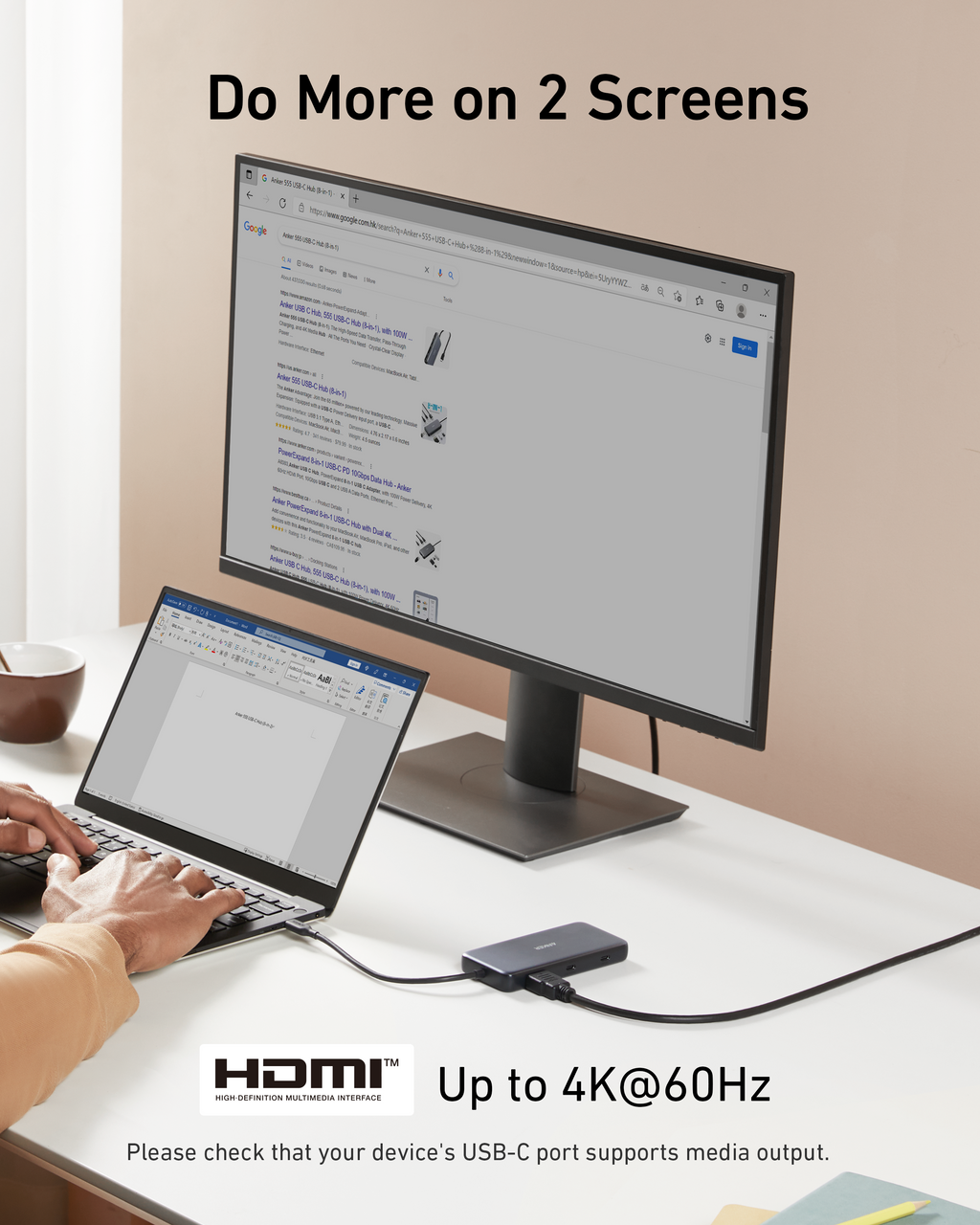 Anker USB-C hub for dual screens with 4K@60Hz output