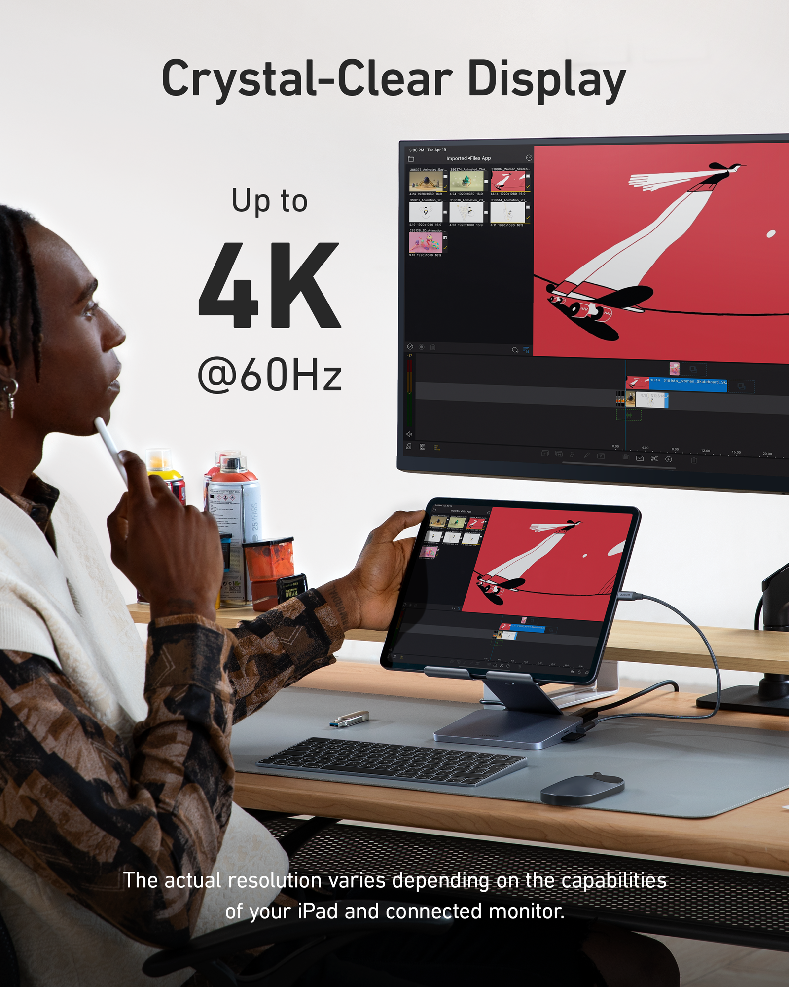Anker tablet stand with 4K@60Hz crystal-clear display