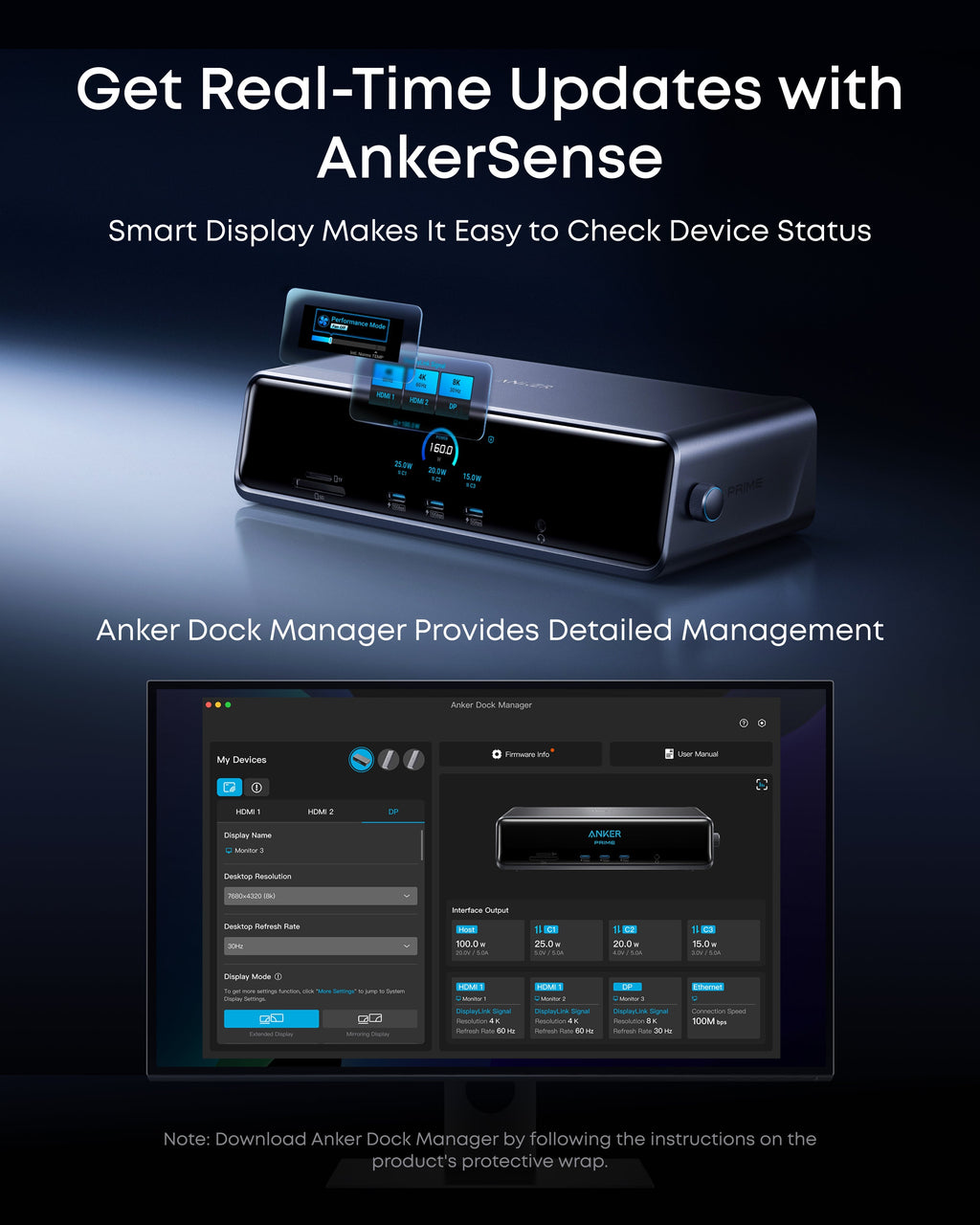 Anker hub with AnkerSense smart display for real-time updates