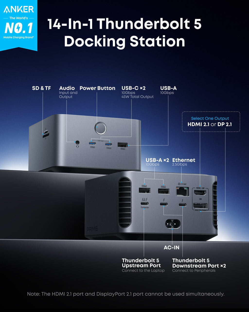 Anker Prime TB5 Docking Station (14-in-1, 8K, Thunderbolt 5)-boa