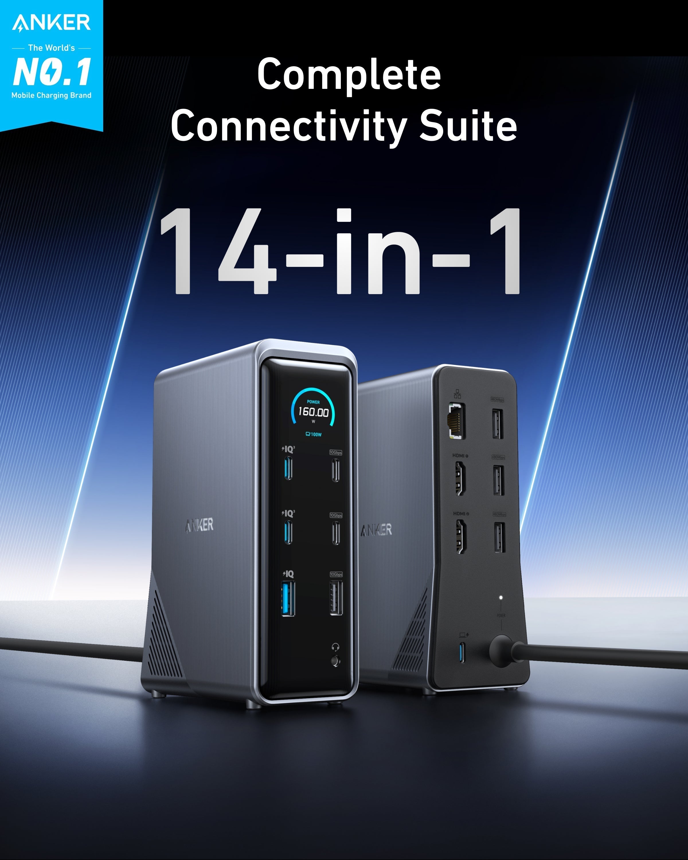 Anker 14-in-1 dock with smart power and multiple ports