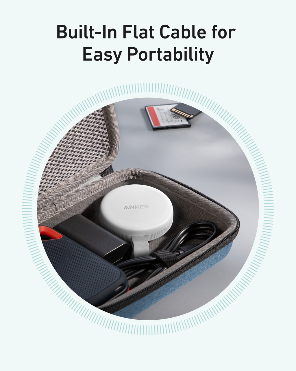 Anker with built-in flat cable for portability