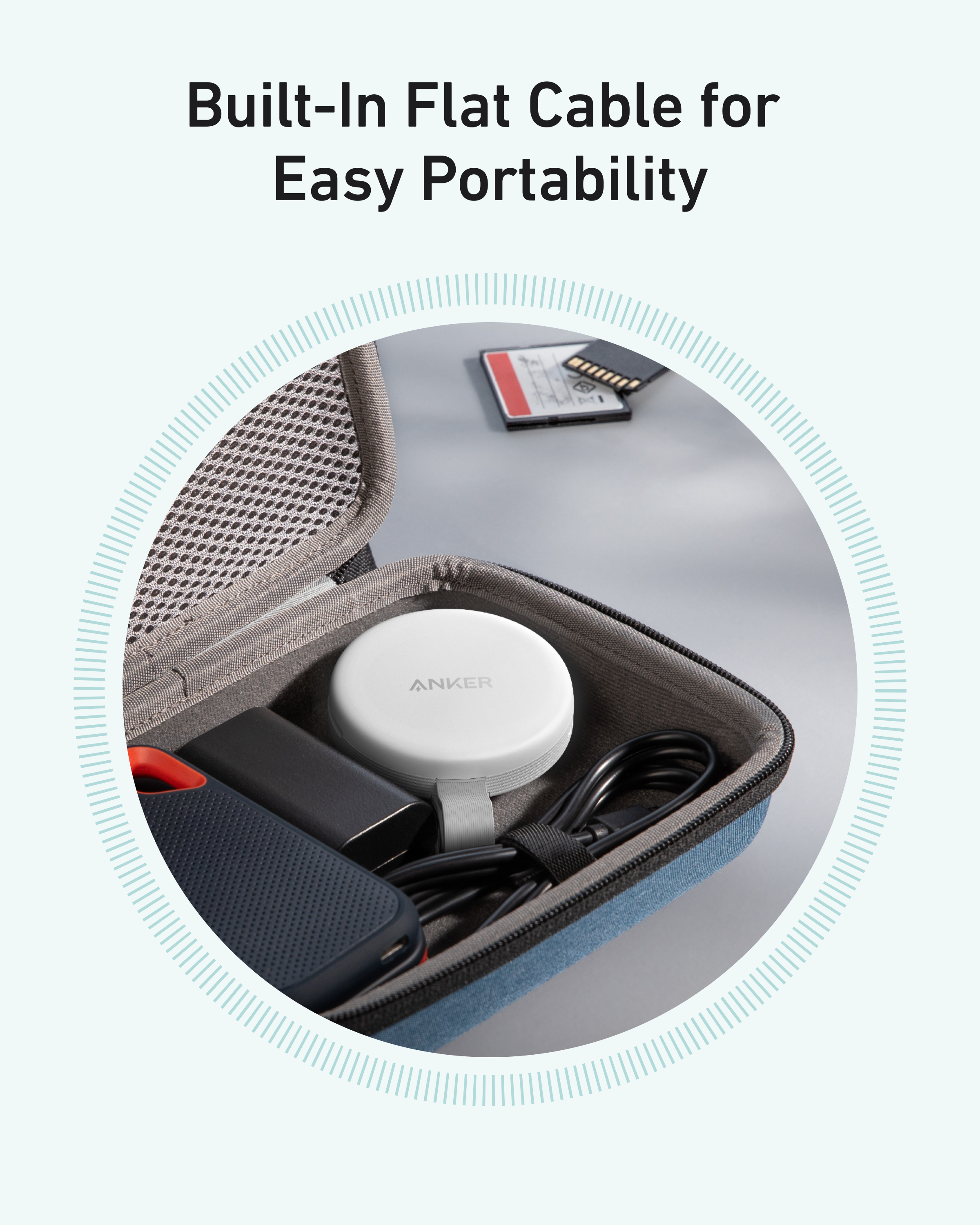 Anker with built-in flat cable for portability