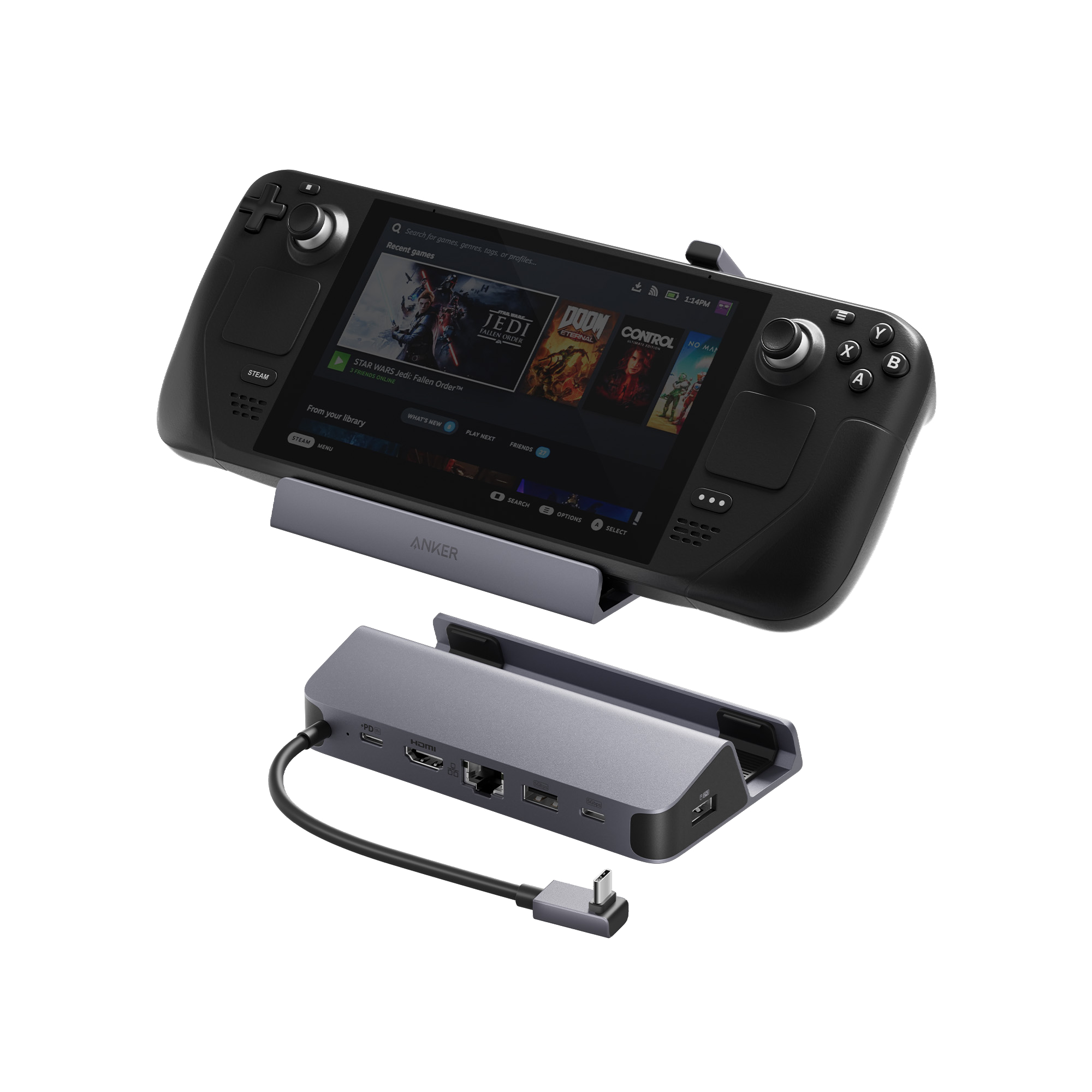 USB-C Hub (6-in-1, For Handheld Game Console)
