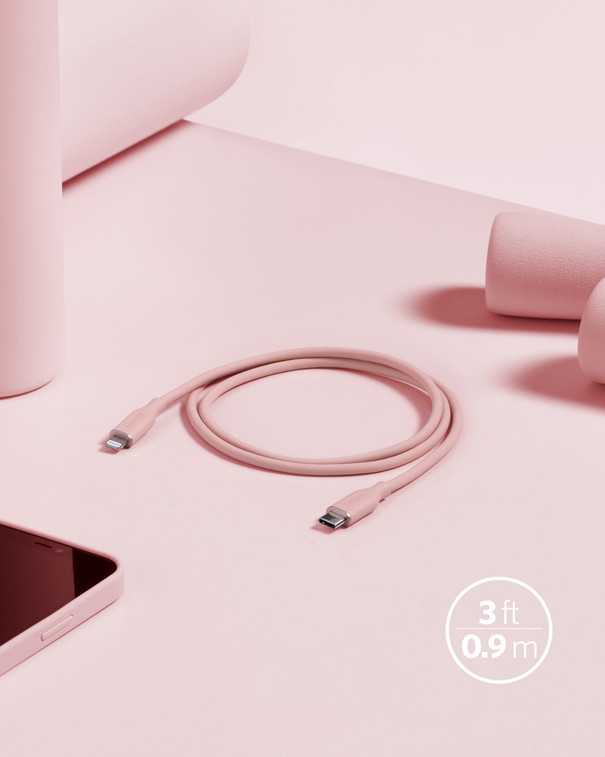 Anker charging cable with 3ft/0.9m length for stylish setup