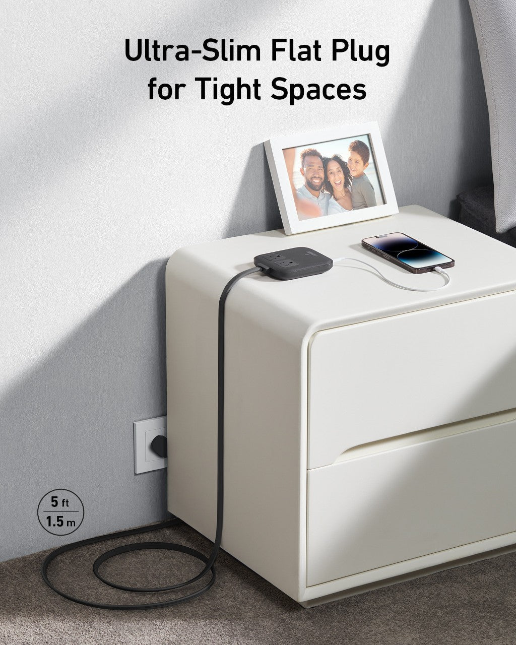 Anker with ultra-slim plug design for tight spaces