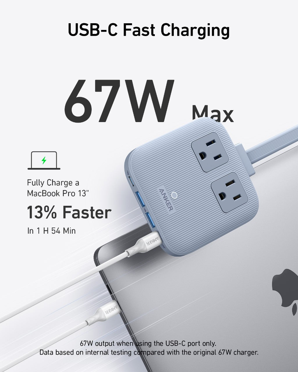 Anker with 67W USB-C fast charging for MacBook Pro