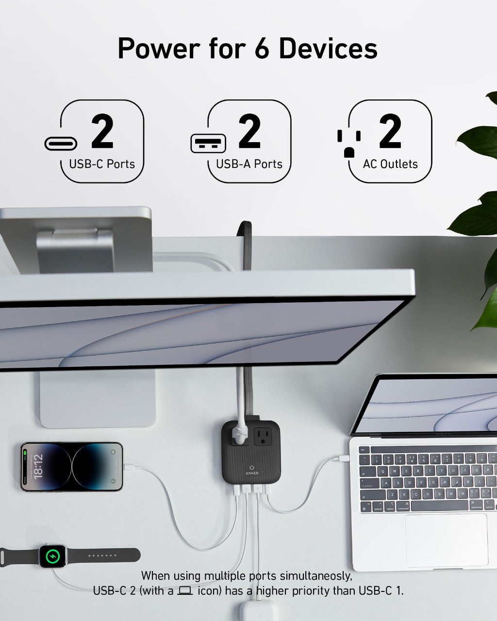 Anker with power for 6 devices including USB and AC